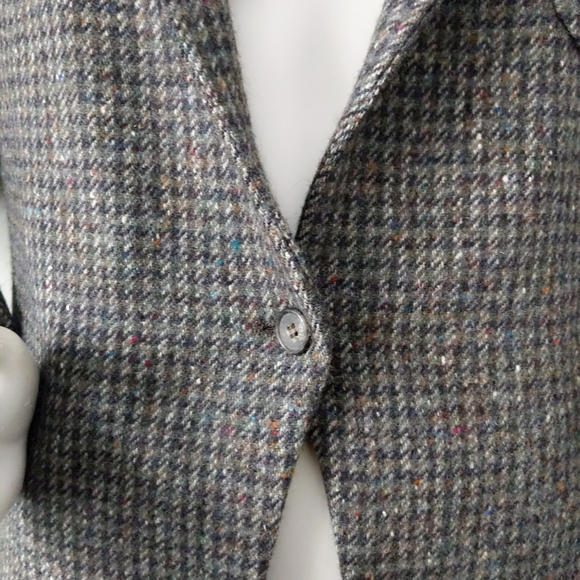 Vtg Houndstooth Tweed Wool Boyfriend Blazer S - Picture 3 of 6
